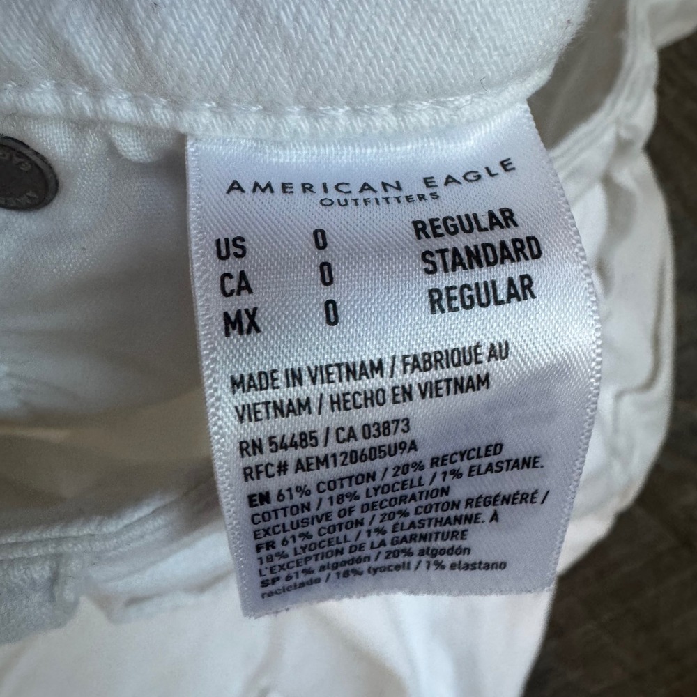 American Eagle Super High-Rise Baggy Wide Leg Cargo Jeans 0 White Utility - Picture 4 of 8